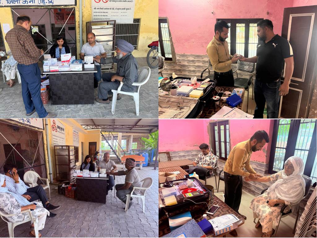 Social worker Sumit Sharma organized a health checkup camp in Nangal Khurd